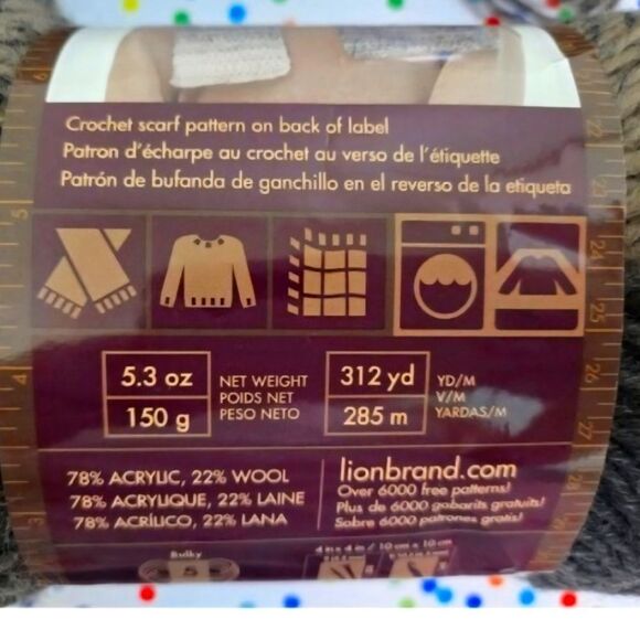 Lion Brand Scarfie Yarn CREAM/TAUPE 5.3 OZ - Picture 3 of 9